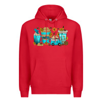 Red truck coffee cups Premium Hoodie - texasbilliewilder