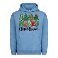 Pigment Pebble Blue merry christmas trees Urban Hoodie - MaliasSmallBusiness