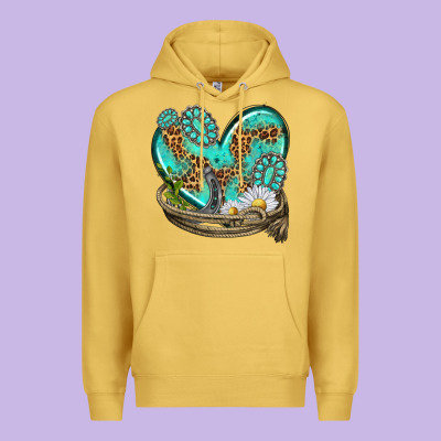 Premium Hoodie turquoise western heart with horseshoe