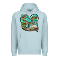 Blue Mist turquoise western heart with horseshoe Premium Hoodie - texasbilliewilder