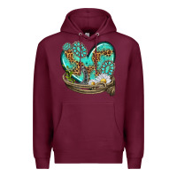 Burgundy turquoise western heart with horseshoe Premium Hoodie - texasbilliewilder