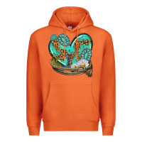 Carrot turquoise western heart with horseshoe Premium Hoodie - texasbilliewilder