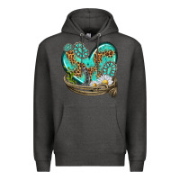 Charcoal Heather turquoise western heart with horseshoe Premium Hoodie - texasbilliewilder