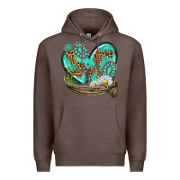 Coffee turquoise western heart with horseshoe Premium Hoodie - texasbilliewilder
