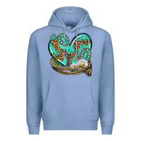 Colony Blue turquoise western heart with horseshoe Premium Hoodie - texasbilliewilder