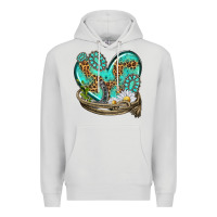 Dove Grey turquoise western heart with horseshoe Premium Hoodie - texasbilliewilder