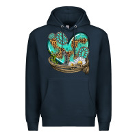 Navy turquoise western heart with horseshoe Premium Hoodie - texasbilliewilder