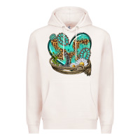 Pale Pink turquoise western heart with horseshoe Premium Hoodie - texasbilliewilder