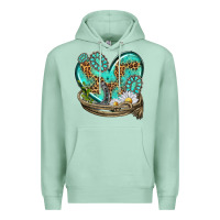 Seafoam turquoise western heart with horseshoe Premium Hoodie - texasbilliewilder