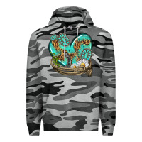 Slate Camo turquoise western heart with horseshoe Premium Hoodie - texasbilliewilder