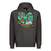 Smoke turquoise western heart with horseshoe Premium Hoodie - texasbilliewilder