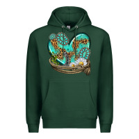 Sports Green turquoise western heart with horseshoe Premium Hoodie - texasbilliewilder