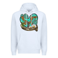 White turquoise western heart with horseshoe Premium Hoodie - texasbilliewilder
