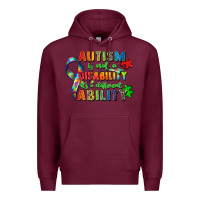 Burgundy autism is not a disability its a different ability Premium Hoodie - Zillion Design Studio