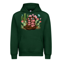Forest Green cowboy boots with cactus Urban Hoodie - MaliasSmallBusiness