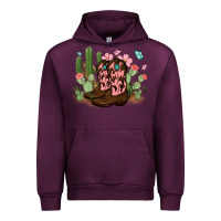 Mauve Wine cowboy boots with cactus Urban Hoodie - MaliasSmallBusiness