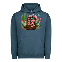 Pigment Midnight Navy cowboy boots with cactus Urban Hoodie - MaliasSmallBusiness
