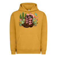 Pigment Peanut Butter cowboy boots with cactus Urban Hoodie - MaliasSmallBusiness
