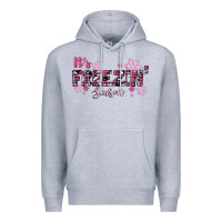Heather Grey It's Freezin Season Pink Christmas Premium Hoodie - RanaPortraitStore