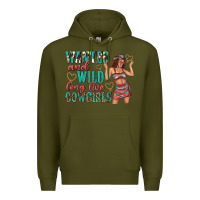 Army Green wanted and wild long live cowgirls Premium Hoodie - texasbilliewilder