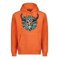 Carrot western bull skull with sunflower and gemstone Premium Hoodie - texasbilliewilder
