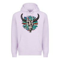 Lilac western bull skull with sunflower and gemstone Premium Hoodie - texasbilliewilder