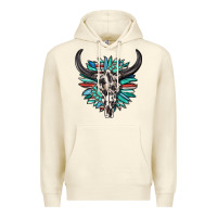 Sandshell western bull skull with sunflower and gemstone Premium Hoodie - texasbilliewilder