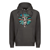 Smoke western bull skull with sunflower and gemstone Premium Hoodie - texasbilliewilder