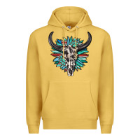 Antique Gold western bull skull with sunflower and gemstone Premium Hoodie - texasbilliewilder