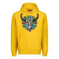 Lemon western bull skull with sunflower and gemstone Premium Hoodie - texasbilliewilder