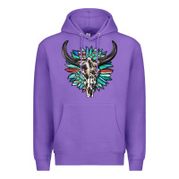 Purple western bull skull with sunflower and gemstone Premium Hoodie - texasbilliewilder