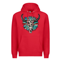 Western Bull Skull With Sunflower And Gemstone Premium Hoodie | Teevron
