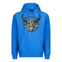 True Royal western bull skull with sunflower and gemstone Premium Hoodie - texasbilliewilder