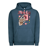 Pigment Midnight Navy anxiety skeleton hand Urban Hoodie - MaliasSmallBusiness