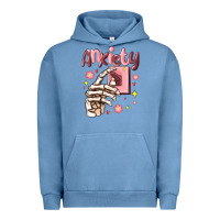 Pigment Pebble Blue anxiety skeleton hand Urban Hoodie - MaliasSmallBusiness