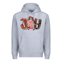 Heather Grey Christmas Joy With Pig Premium Hoodie - RanaPortraitStore