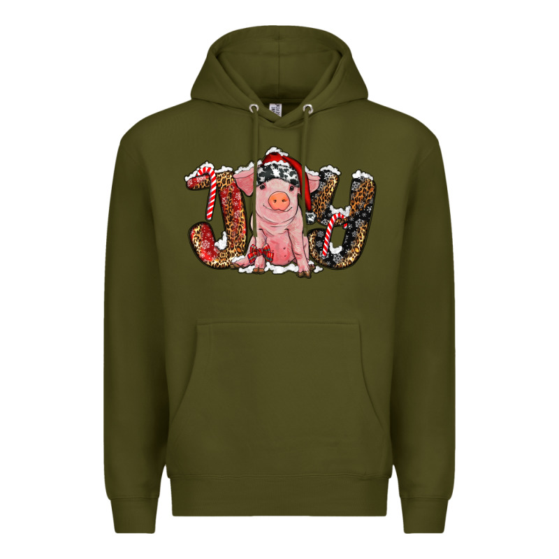 Christmas Joy With Pig Premium Hoodie by RanaPortraitStore | Teevron