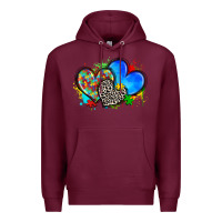 Burgundy autism hearts Premium Hoodie - Zillion Design Studio