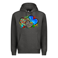 Charcoal Heather autism hearts Premium Hoodie - Zillion Design Studio