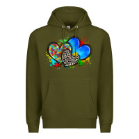 Army Green autism hearts Premium Hoodie - Zillion Design Studio