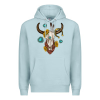 Blue Mist western cow skull Premium Hoodie - texasbilliewilder