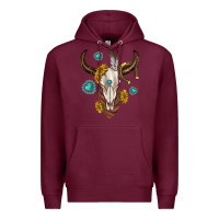 Burgundy western cow skull Premium Hoodie - texasbilliewilder