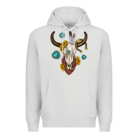 Dove Grey western cow skull Premium Hoodie - texasbilliewilder