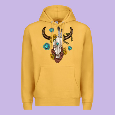 Premium Hoodie western cow skull