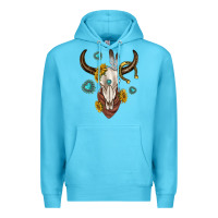 Ocean Blue western cow skull Premium Hoodie - texasbilliewilder