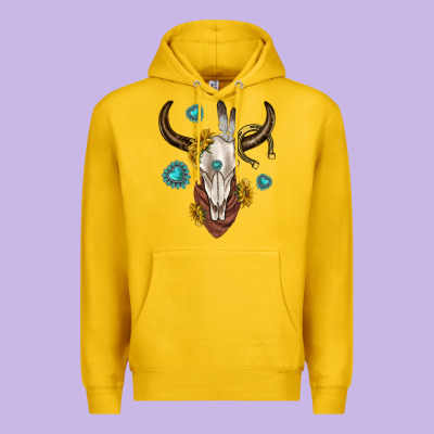 Premium Hoodie western cow skull