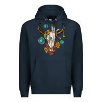 Navy western cow skull Premium Hoodie - texasbilliewilder