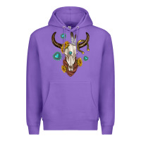 Purple western cow skull Premium Hoodie - texasbilliewilder
