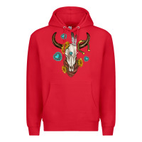Red western cow skull Premium Hoodie - texasbilliewilder