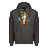 Smoke western cow skull Premium Hoodie - texasbilliewilder